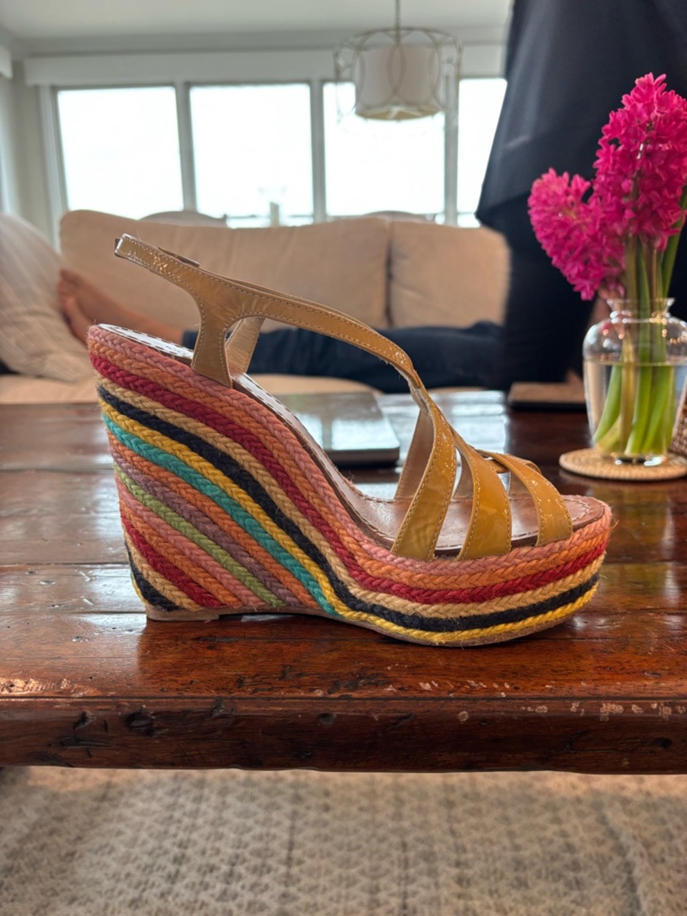 Vintage 2000s kate spade rainbow Braided Espadrille Wedge Sandals
